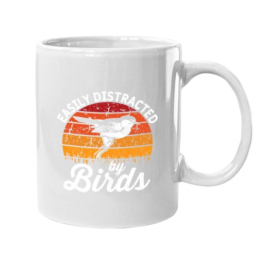 Vintage Distressed Easily Distracted By Birds Funny Bird Coffee Mug