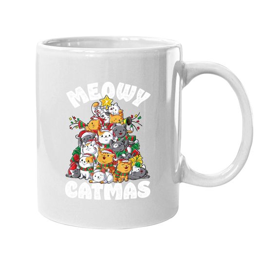 Meowy Catmas Cat Christmas Tree Xmas Coffee Mug