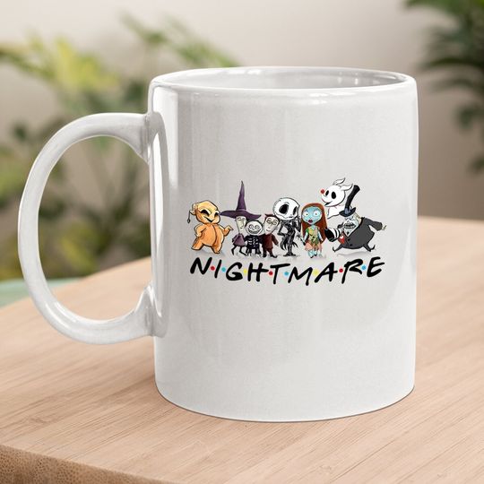 Jack And Sally With Friends Halloween Party Nightmare Before Christmas Characters Coffee Mug