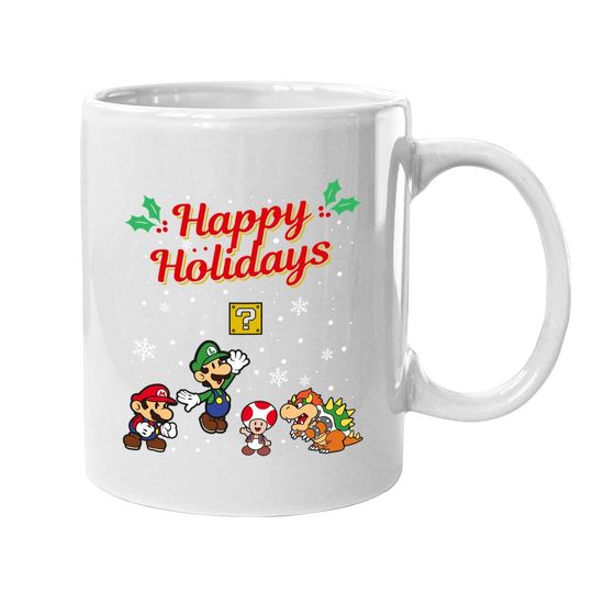 Happy Holidays Christmas Mario Coffee Mug