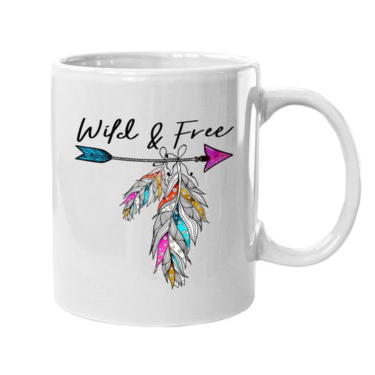 Wild And Free Bohemian Native Arrow Feathers Boho Coffee.  mug