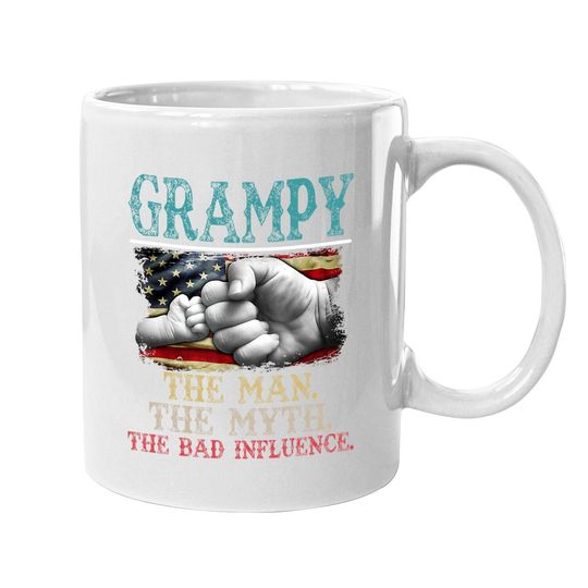 Grampy The Man The Myth The Bad Influence American Flag Coffee.  mug