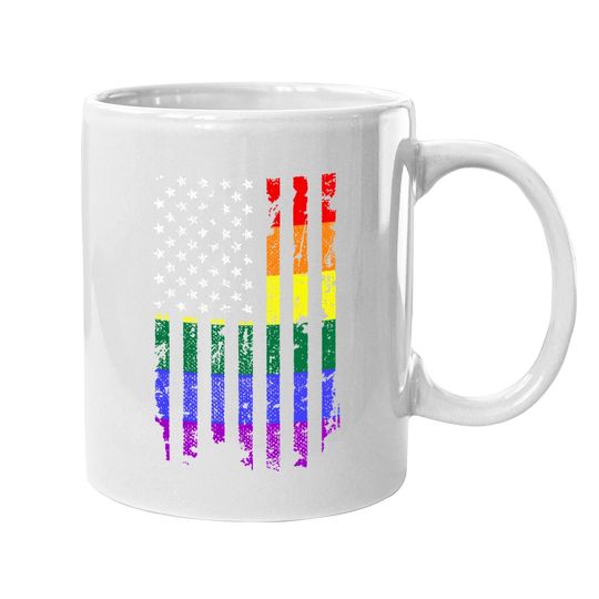 Distressed Rainbow Flag Coffee.  mug Gay Pride Coffee.  mug