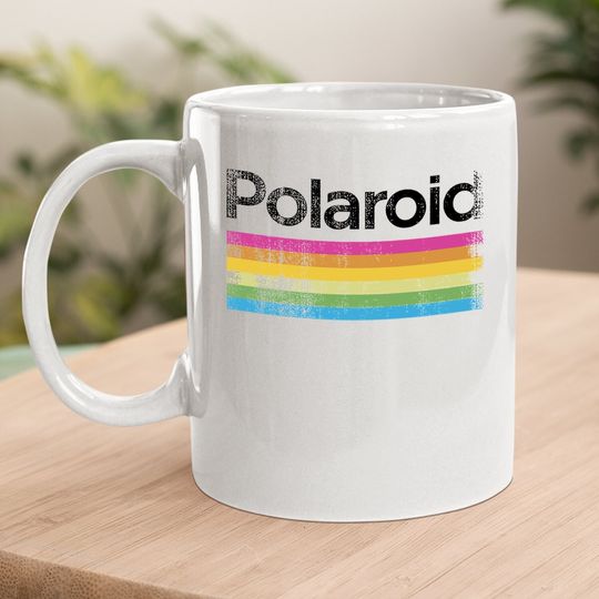 Classic Polaroid Logo Vintage Style Rainbow Coffee.  mug