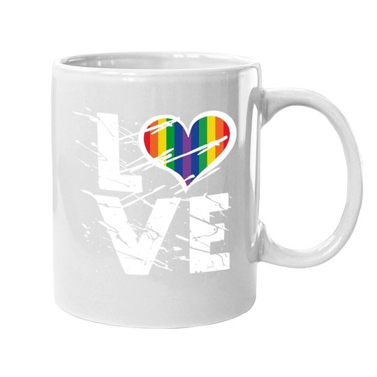 Love Coffee.  mug Tops Love Rainbow Heart Coffee.  mug Tops Lgbtq Pride