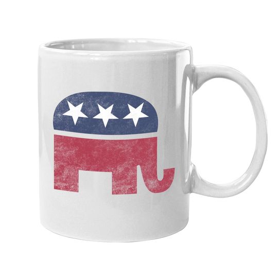 Tee Luv Republican Elephant Coffee.  mug - Soft Touch Grey Gop Elephant Coffee.  mug