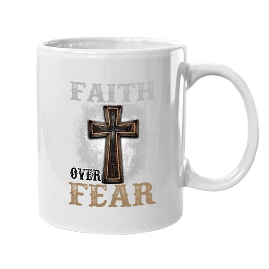 Faith Over Fear Wood Cross Religion Coffee.  mug Adult Coffee.  mug