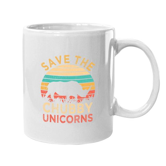 Save The Chubby Unicorns Vintage Funny Rhino Animal Rights Coffee.  mug