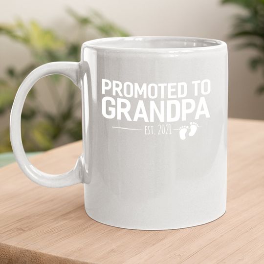 Promoted To Grandpa 2021, Baby Reveal Granddad Gift Coffee.  mug
