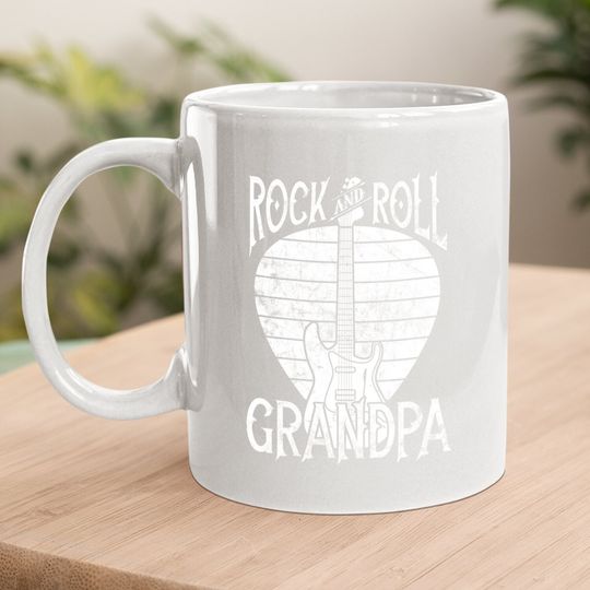 Rock N Roll Grandpa Vintage Guitar Player Gift Coffee.  mug