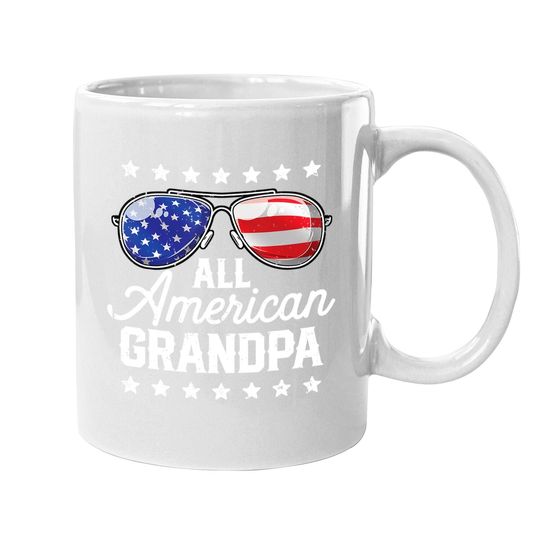All American Grandpa 4th Of July Family Matching Sunglasses Coffee.  mug