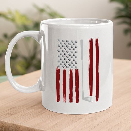 Retro American Flag Golf Gift For Golfer Funny Golf Club Coffee  mug