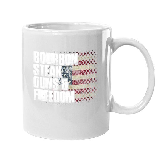 Bourbon Steak Guns & Freedom Usa Flag Whiskey Gift Coffee Mug