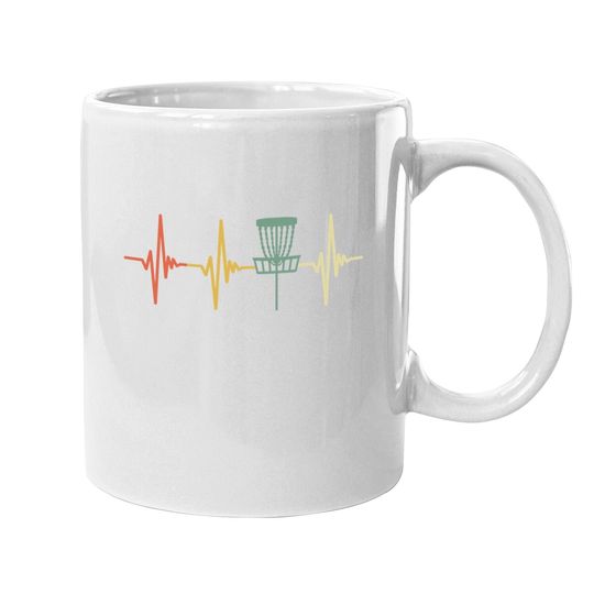 Vintage Disc Golf Retro Heartbeat Gift Disc Golf Coffee Mug