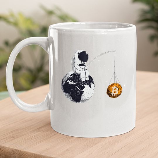 Bitcoin Funny An Astronaut Fishing For A Bitcoin Moon Gift Coffee Mug