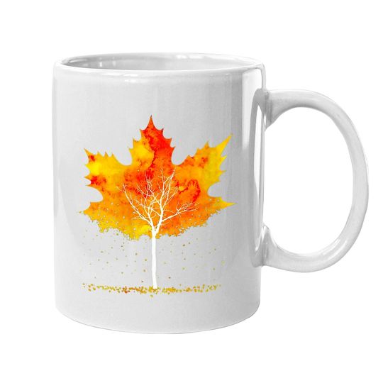 Maple Leaf Autumn Tree Orange Fall Leaves Season Coffee Mug