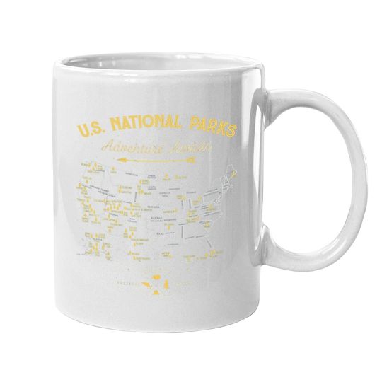 62 National Parks Map Gifts Us Park Vintage Camping Hiking Coffee Mug