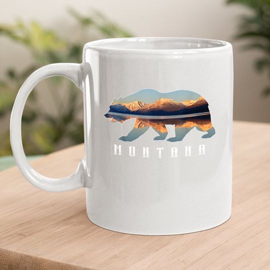 Montana Bear With Glacier National Park Lake Image Souvenir Coffee Mug