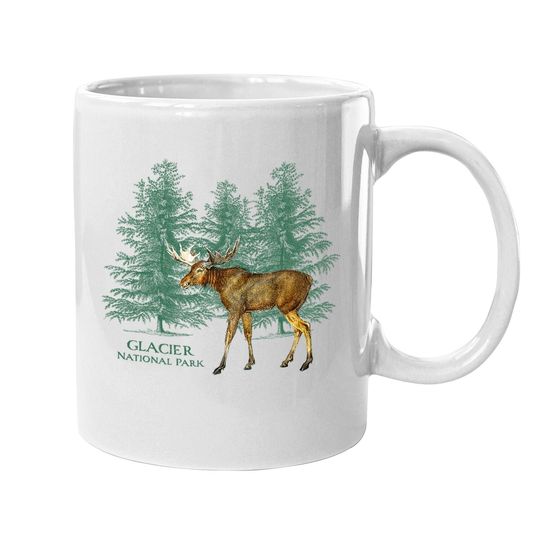 Glacier National Park Montana Moose Trees Vintage Look Coffee Mug