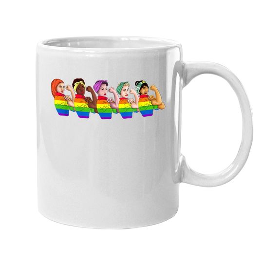 Human Rights Coffee Mug Rainbow Lgbtq Pride Rosie Riveter Coffee Mug