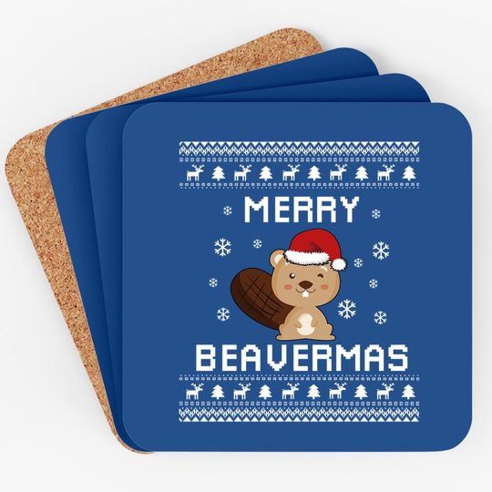 Merry Beavermas Jumper Holiday Gift Classic Coasters