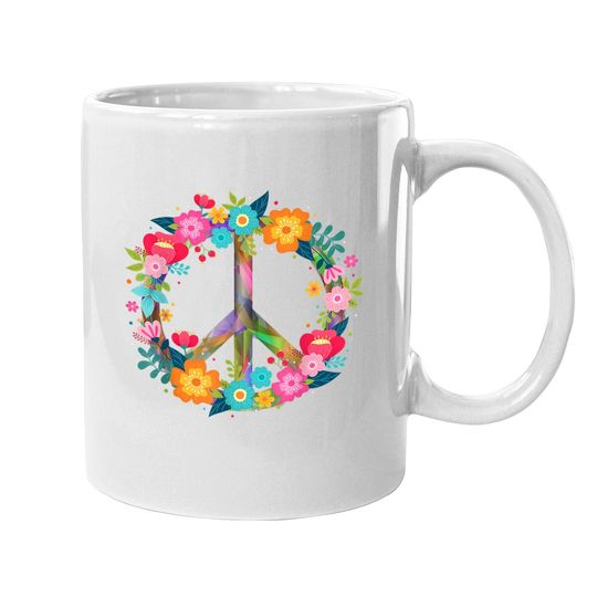 Peace Love Coffee Mug Hippie Costume Tie Die 60s 70s