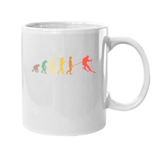 Retro Skiing Evolution Gift For Skiers Coffee Mug