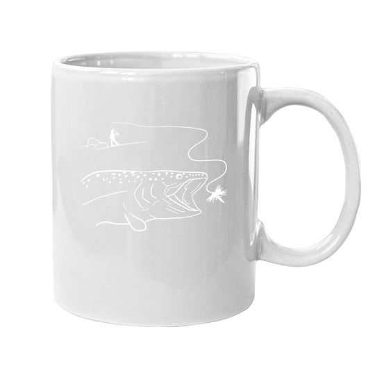 Fly Fishinger Catches Big Trout For Mountain Lover Coffee Mug