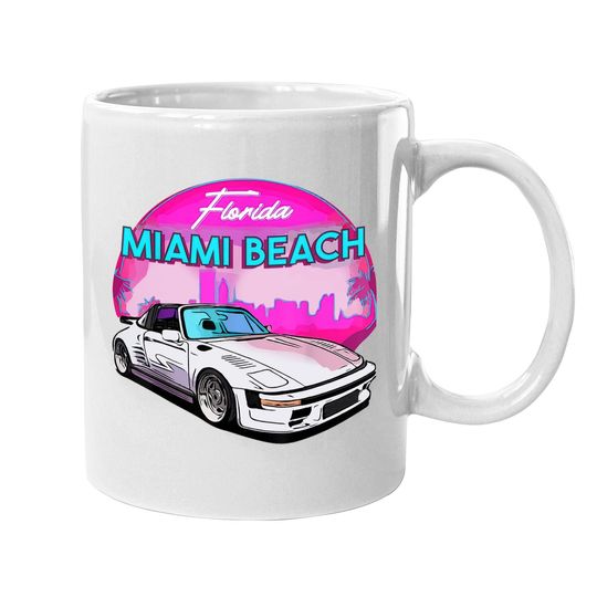 Miami Coffee Mug Palm Trees And Vintage Car