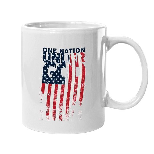 One Nation Under God Christian Cross American Flag Coffee Mug