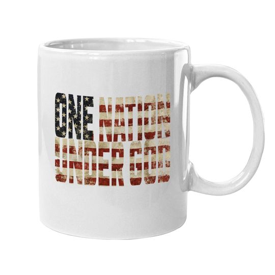 One Nation Under God Weathered American Flag Patriotic Coffee Mug
