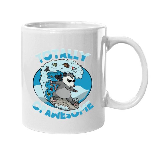 Funny Opossum Possum Totally Opawesome Surfing Coffee Mug