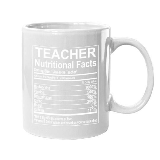 School Teacher Nutrition Facts Educator Coffee Mug