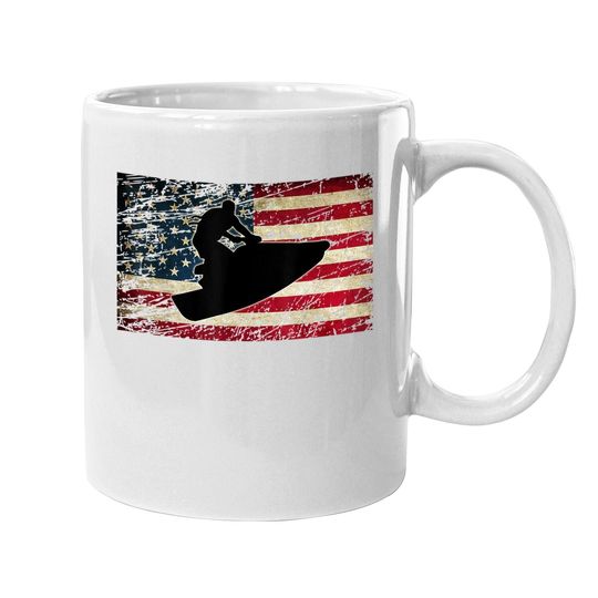 Jet Ski With American Usa Flag Jetski Clothes  coffee Mug