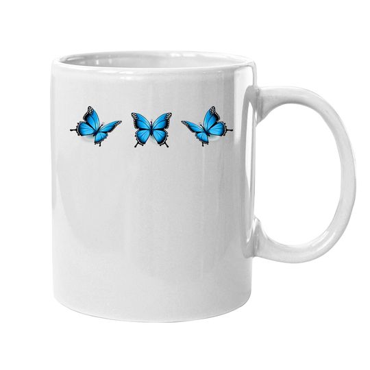 Blue Butterfly Aesthetic Blue Butterflies Mugn Girls Coffee Mug