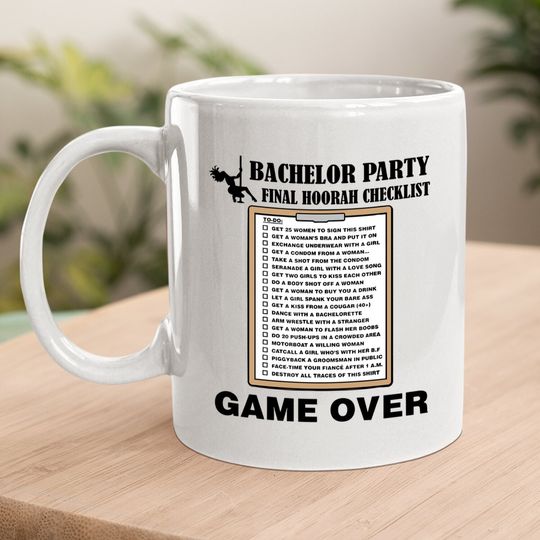 Bachelor Party Checklist Funny Challenge Coffee Mug