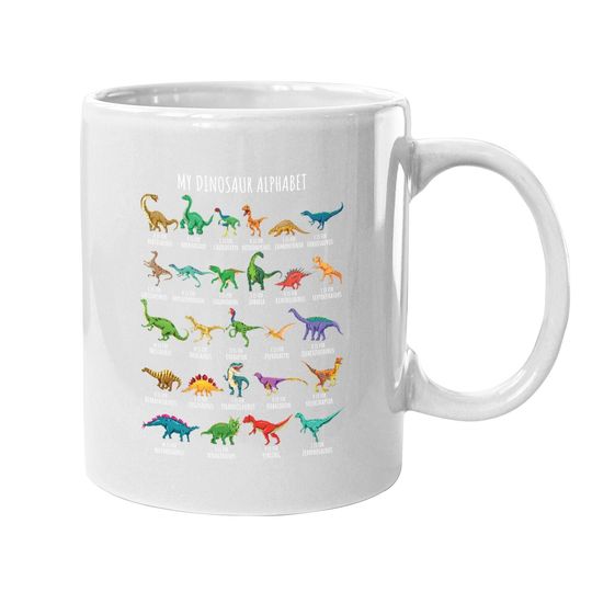Types Of Dinosaurs Alphabet A-z Abc Dino Identification Coffee Mug