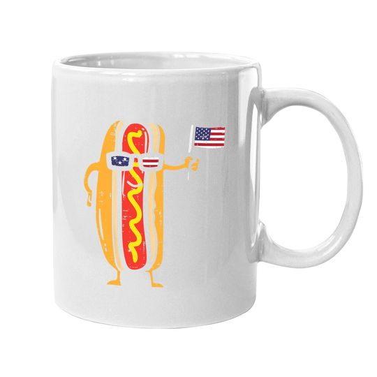 Hotdog Sunglasses American Flag Coffee Mug