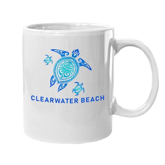 Clearwater Beach Florida Sea Blue Tribal Turtle Coffee Mug