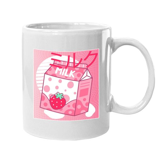 Strawberry Milk Pink Japanese Retro 90s Aesthetic Coffee Mug