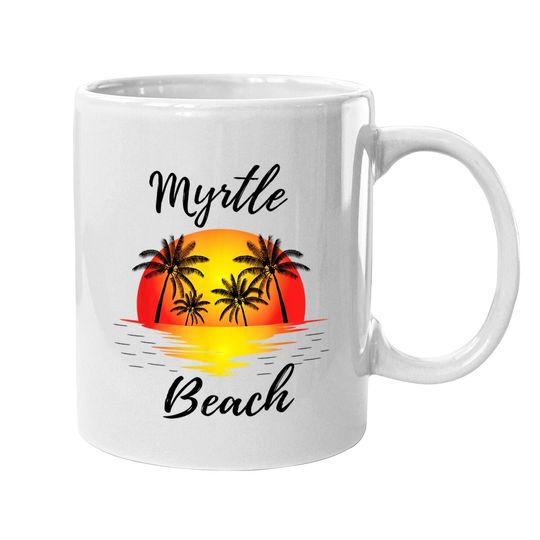 Myrtle Beach Coffee Mug Sunset Palm