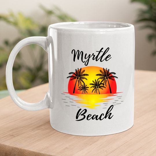 Myrtle Beach Coffee Mug Sunset Palm