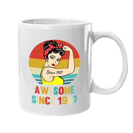 Vintage 34th Birthday 1987 Gift For 34 Year Old Woman Coffee Mug