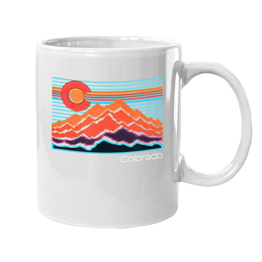 Vintage Colorado Mountain Landscape And Flag Graphic Coffee Mug