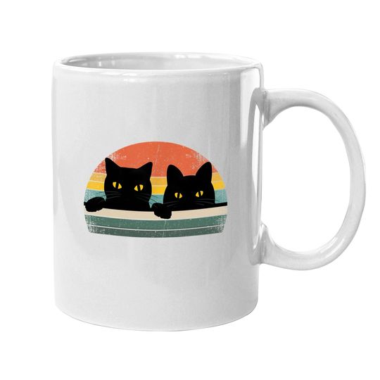 Black Cat Vintage Retro Style Cats Lover Coffee Mug