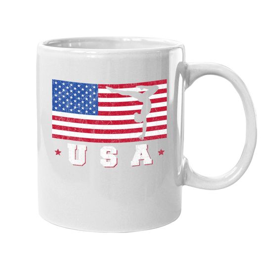 Patriotic Sports American Usa Flag Girls Gymnastics Coffee Mug