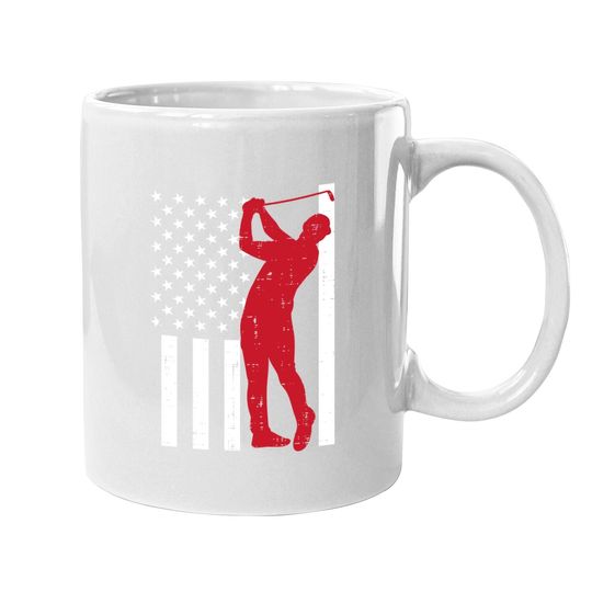 Flag Golfer Vintage Golfing Patriotic Golf Lover Coffee Mug