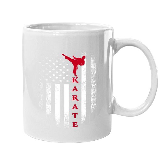 Vintage Usa Red White Karate American Flag Coffee Mug