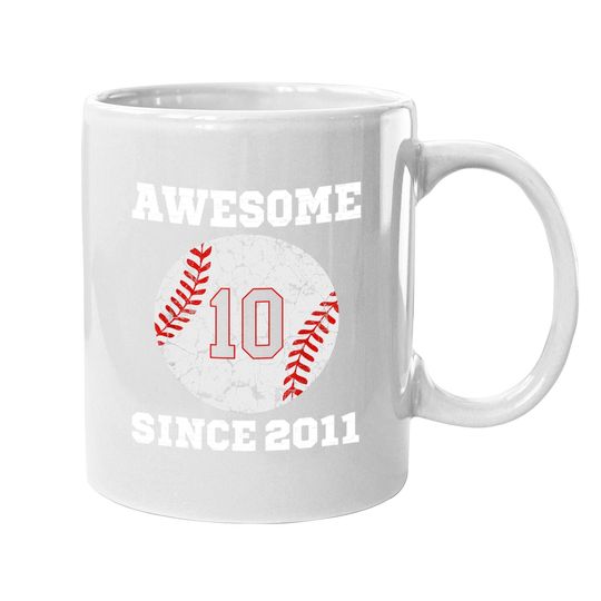10th Birthday Baseball Lover Gift 10 Years Old Vintage Retro Coffee Mug
