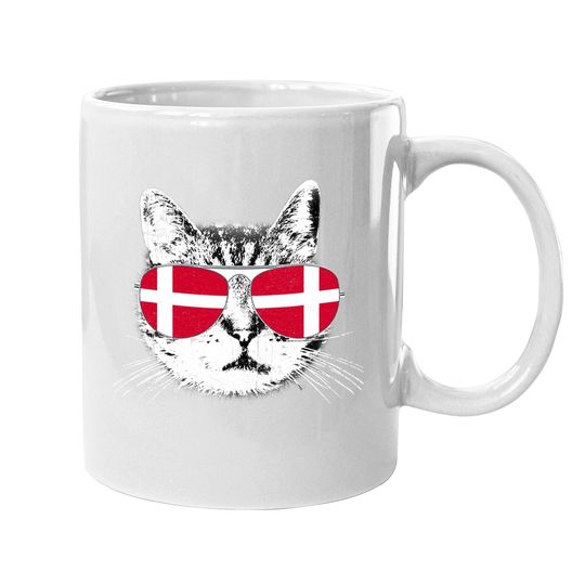 Denmark Flag Danish Cat Sunglasses Funny Coffee Mug
